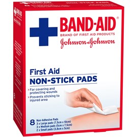 Johnson & Johnson Bandaid First Aid Non-stick Pads 8pk