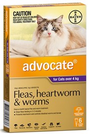 Advocate Flea, Heartworm And Worm Treatment for Cats 4kg Large 3 Tablets Purple
