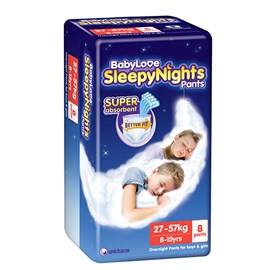 Babylove SleepyNights Overnight Pants (8-15 yrs) 8 Pack