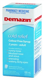 Demazin Cold Relief Colour Free Syrup 100mL