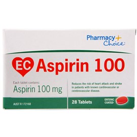 Pharmacy Choice EC Aspirin 100mg 28 Tablets