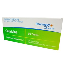 Pharmacy Choice Cetirizine Hayfever & Allergy Relief 10 Tablets