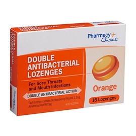 Pharmacy Choice Double Antibacterial Orange 16 Lozenges